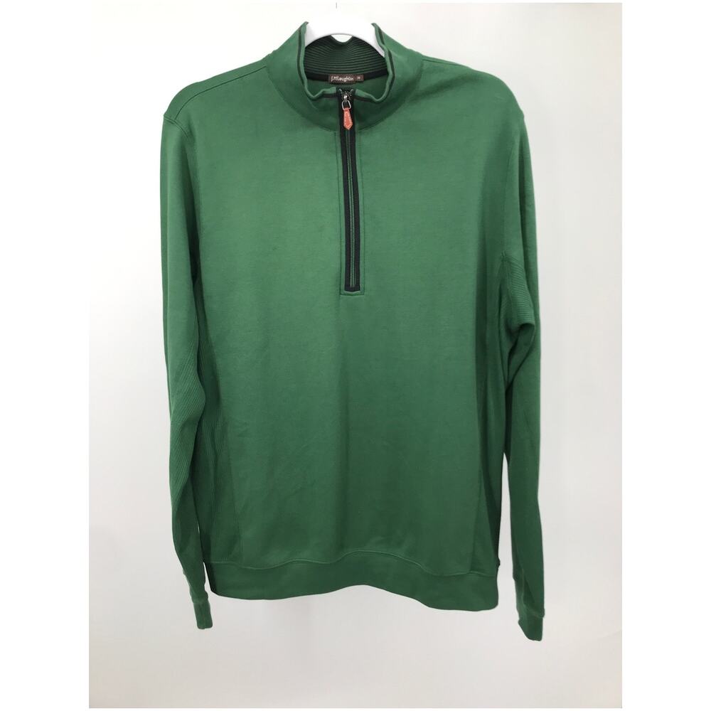 J. McLaughlin Mens Green Pima Cotton 1/4 Zip Pullover Top Size M